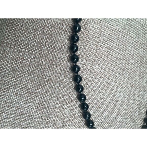 Black Onyx and Pearl Necklace Gold Rondelle Beads 15” Collections Gift Ideas - Picture 5 of 6